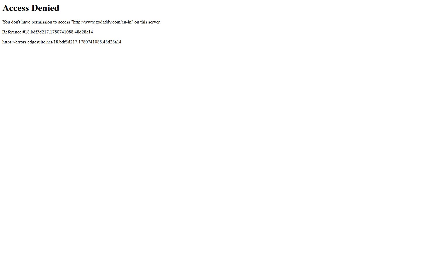 Godaddy screenshot