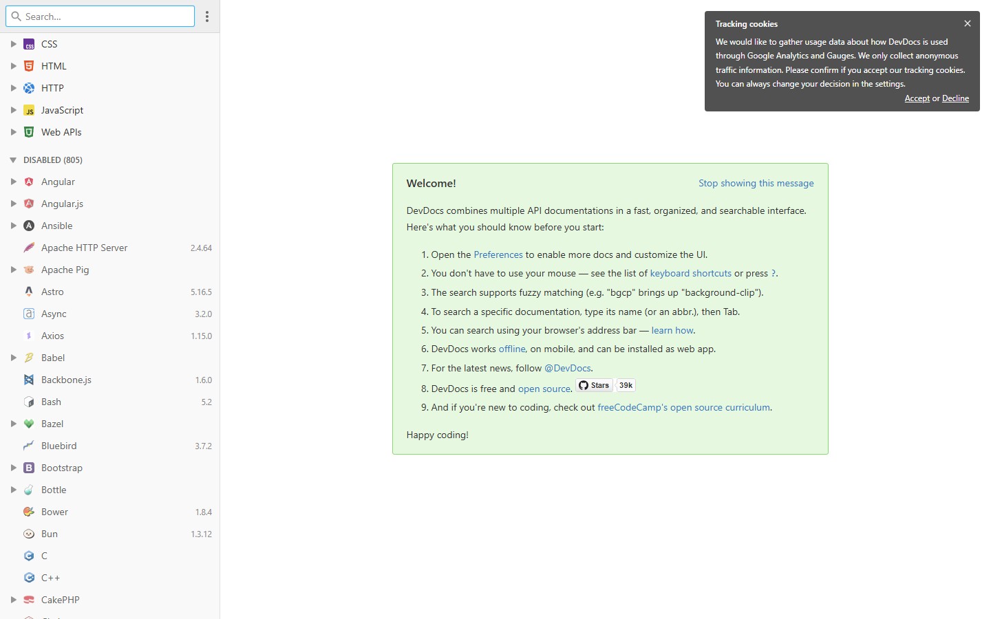 DevDocs screenshot