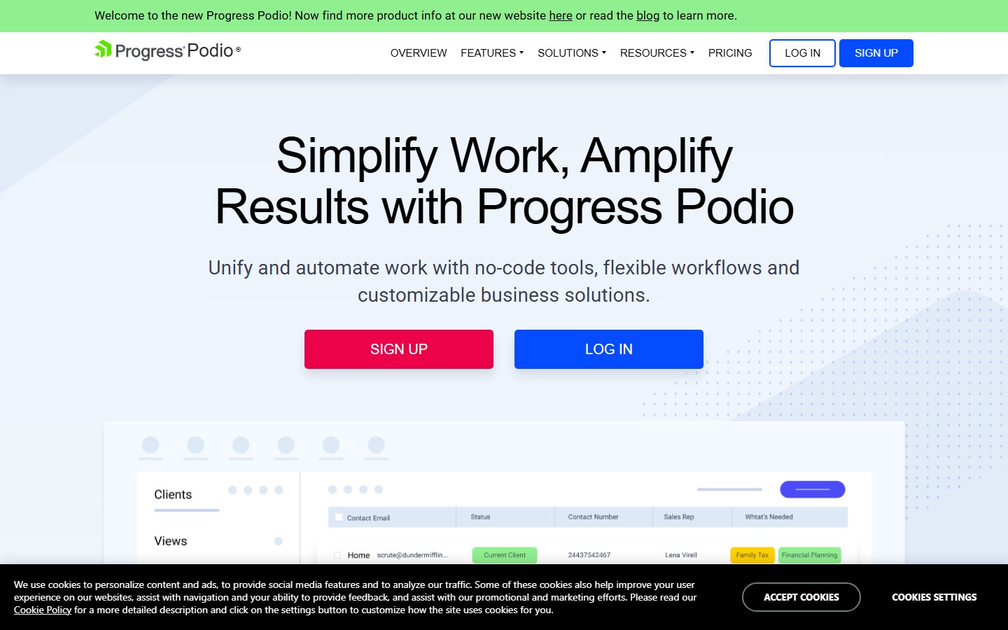 Podio screenshot