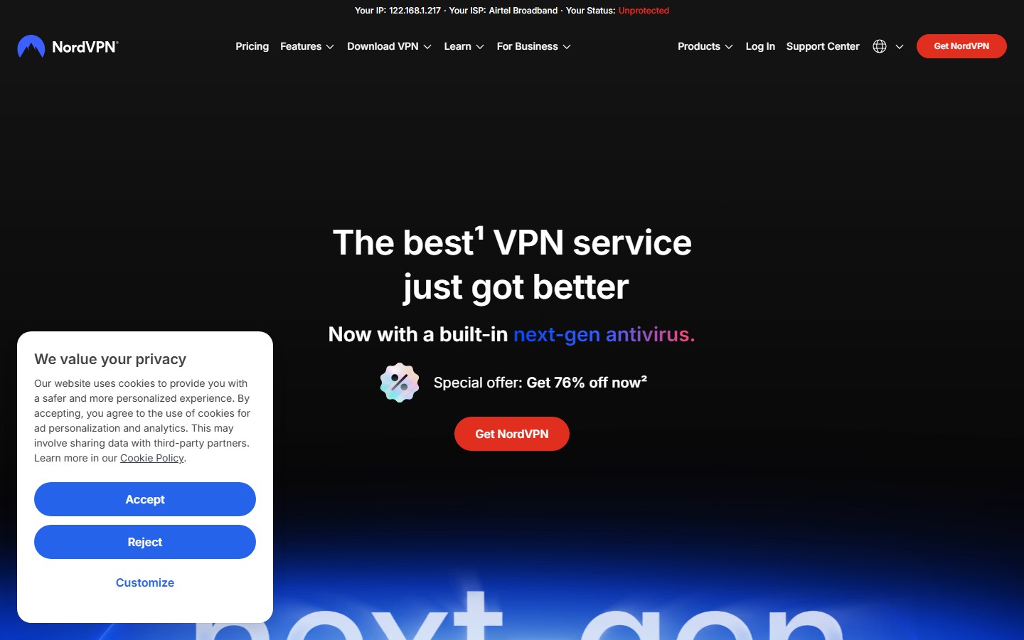 NordVPN screenshot